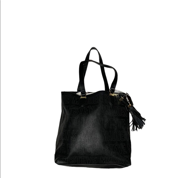 Steven Madden Black Bsaylor Logo Tassel Tote - Picture 1 of 6